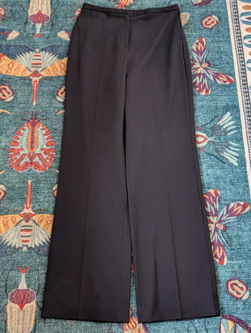 Talbots Stretch Straight Leg Dress Pants Size 10 Long Navy Blue